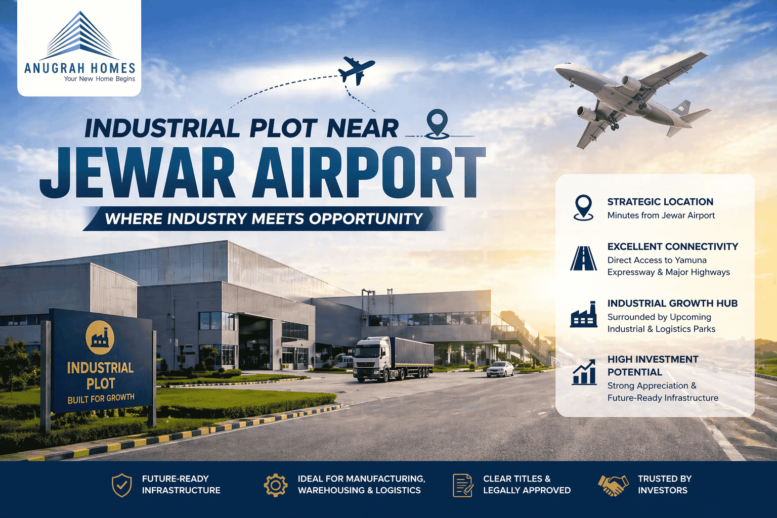 Buy Authorized Industrial Plot Near Jewar Airport – Invest Smartly with Anugrah Homes